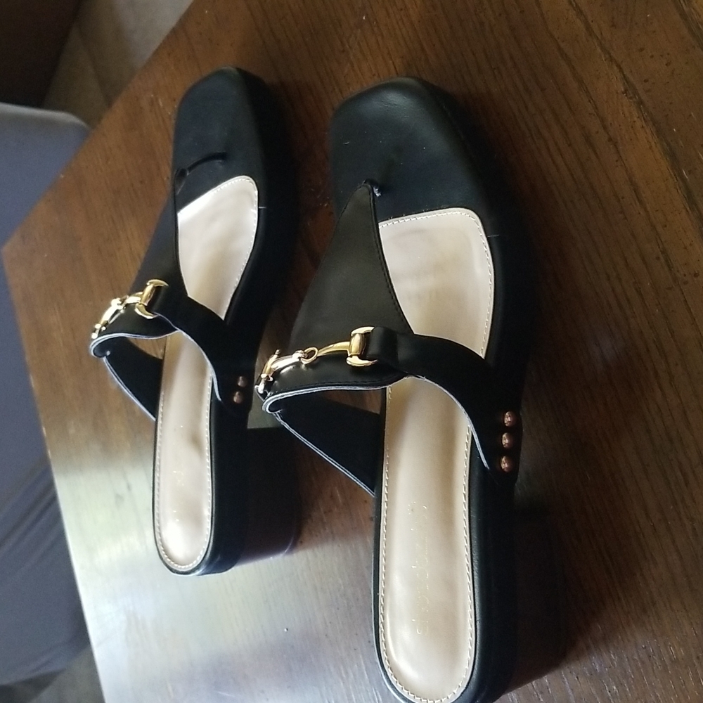Shoe Dazzle, Merindah black dress sandels sz 10